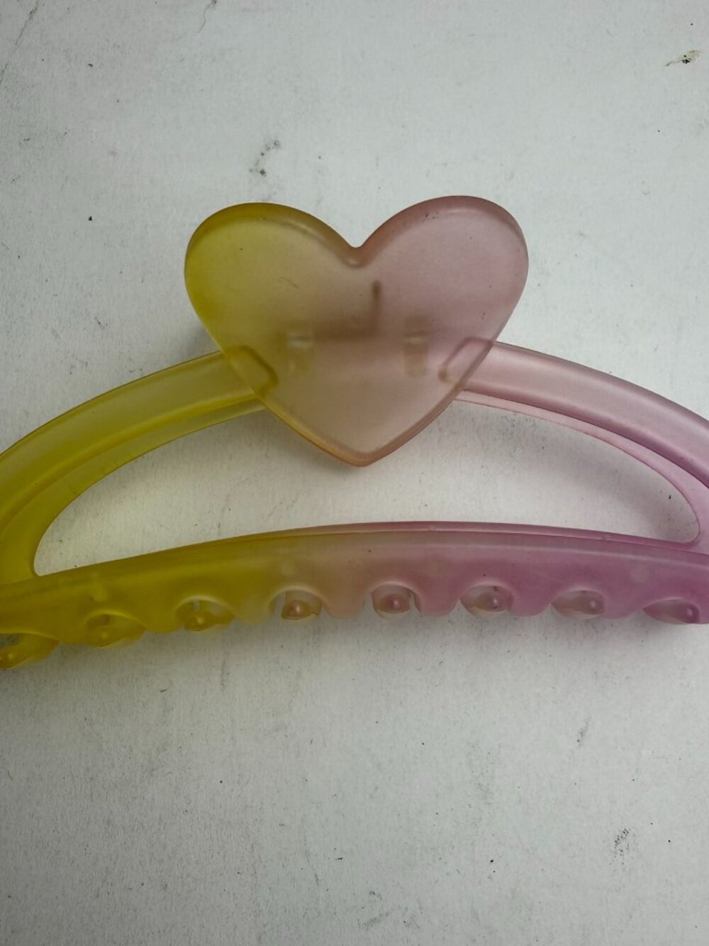 Matte Ombre Pink & Yellow Heart Claw Clip Large Hair Jaw Clip 5"